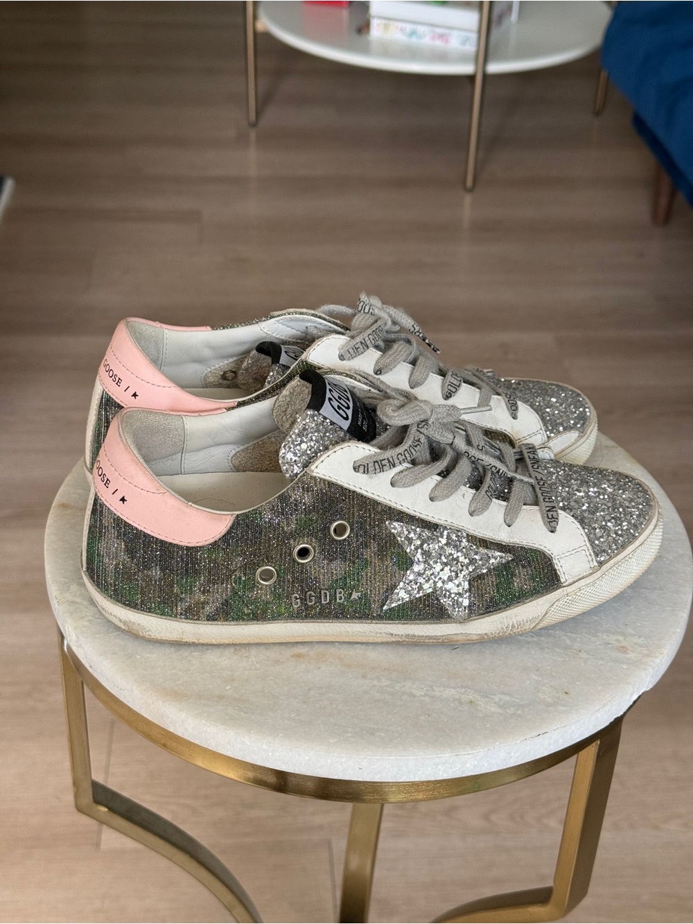 Golden Goose Star Glitter Low-Top Sneakers - Pink & Green Camo